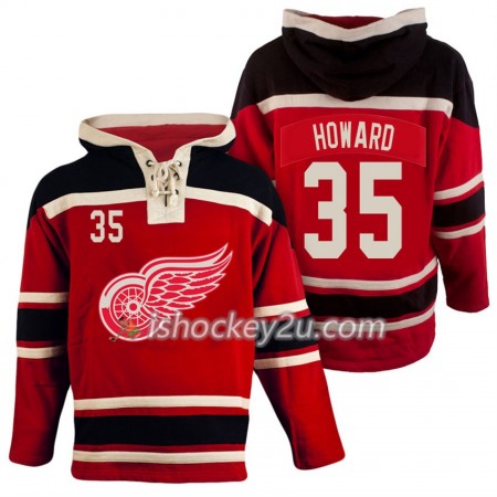Mænd NHL Detroit Red Wings Jimmy Howard 35 Rød Sawyer Hooded Sweatshirt